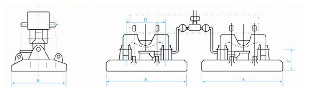 板坯吊運翻轉(zhuǎn)兼用電磁鐵MW73系列產(chǎn)品外形圖
